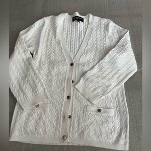 [S]Jones New York White Cable Knit Cotton Sweater EUC